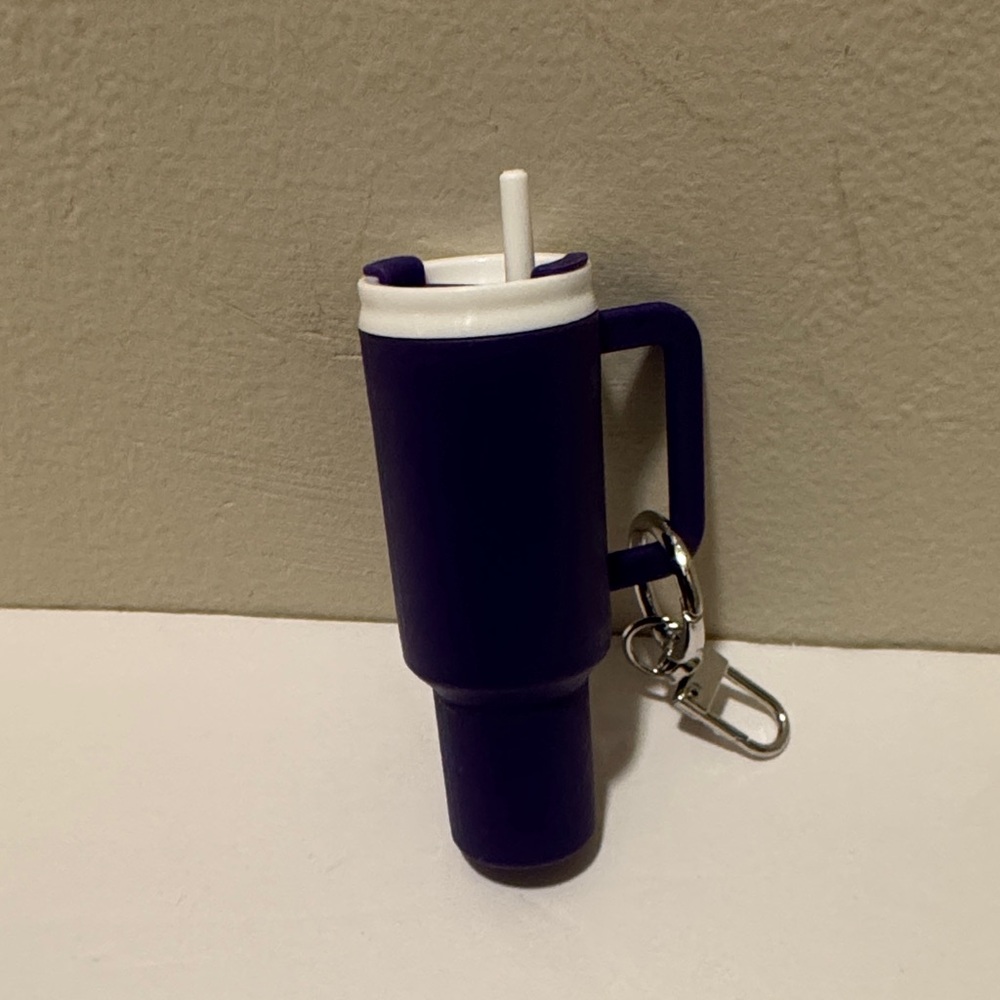 Purple Travel Mug Keychain/Purse Charm/Lipstick Holder